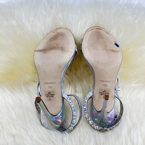 Nine West Women's Mitz3 Iridescent Studded Heeled Sandal Stilleto Size 7 NEW - Picture 7 of 7